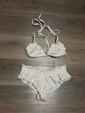 Frankie’s Bikinis x Gigi Hadid White Eyelet Bikini Set